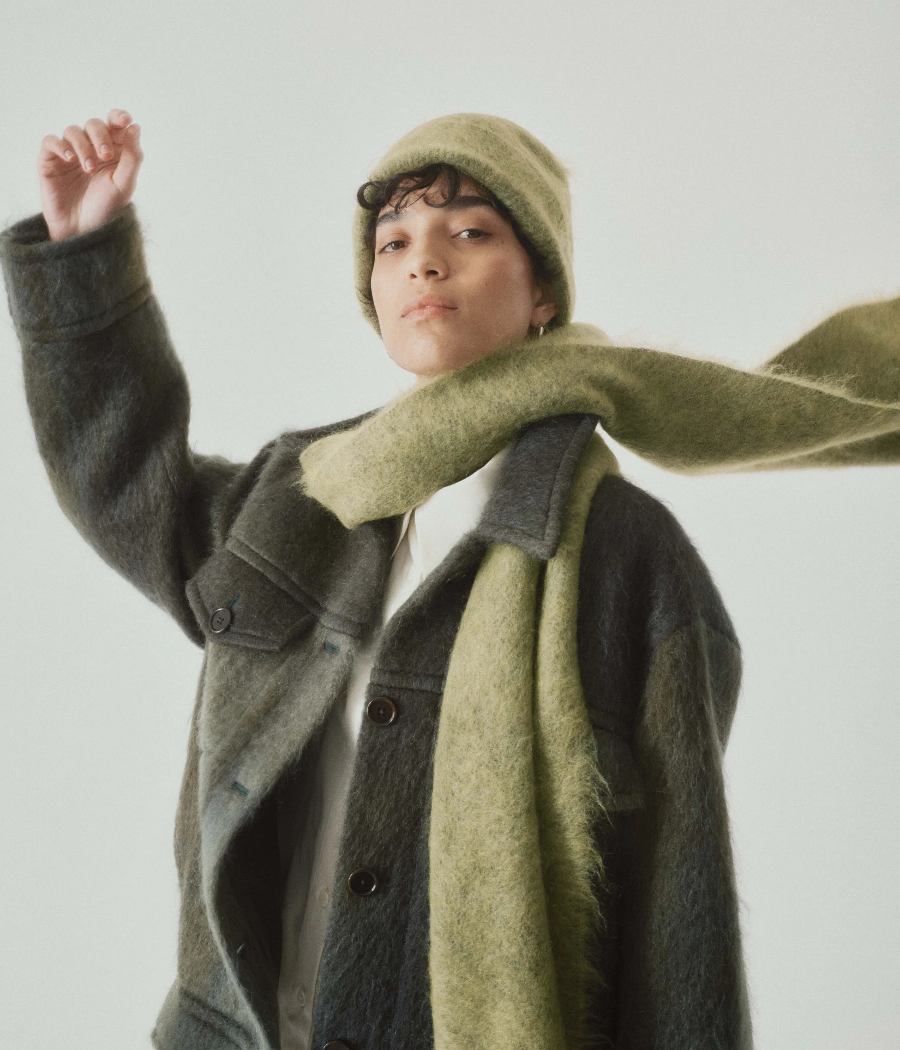 Brushed Mohair Scarf in Matcha