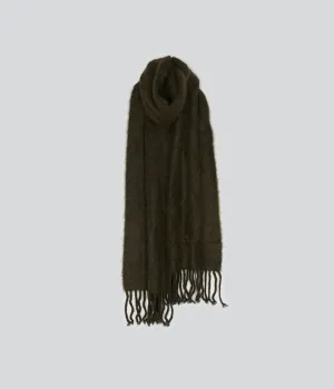 Brushed Mohair Scarf in Olive