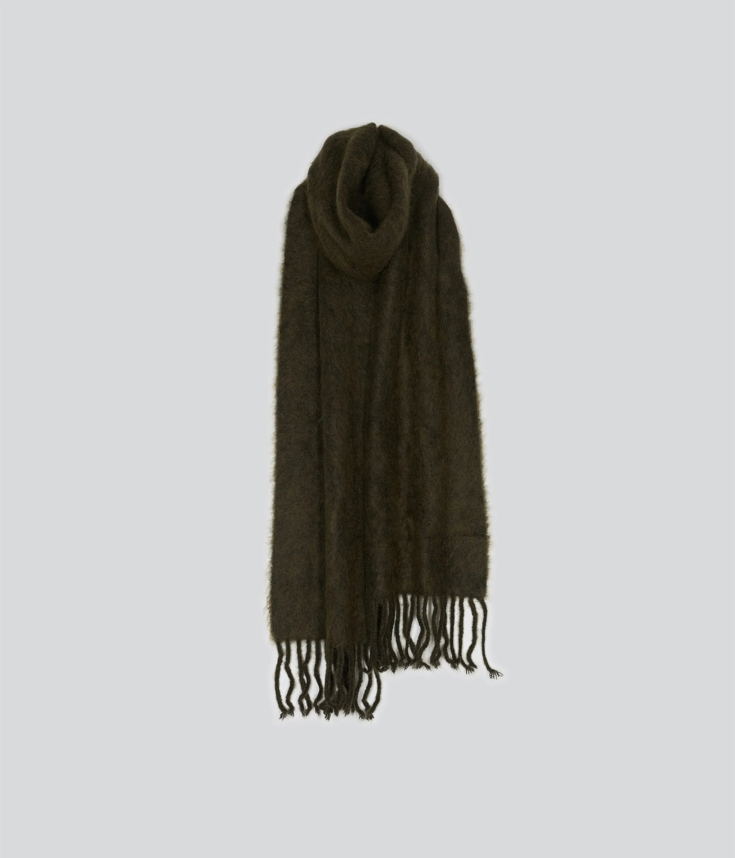 Brushed Mohair Scarf in Olive