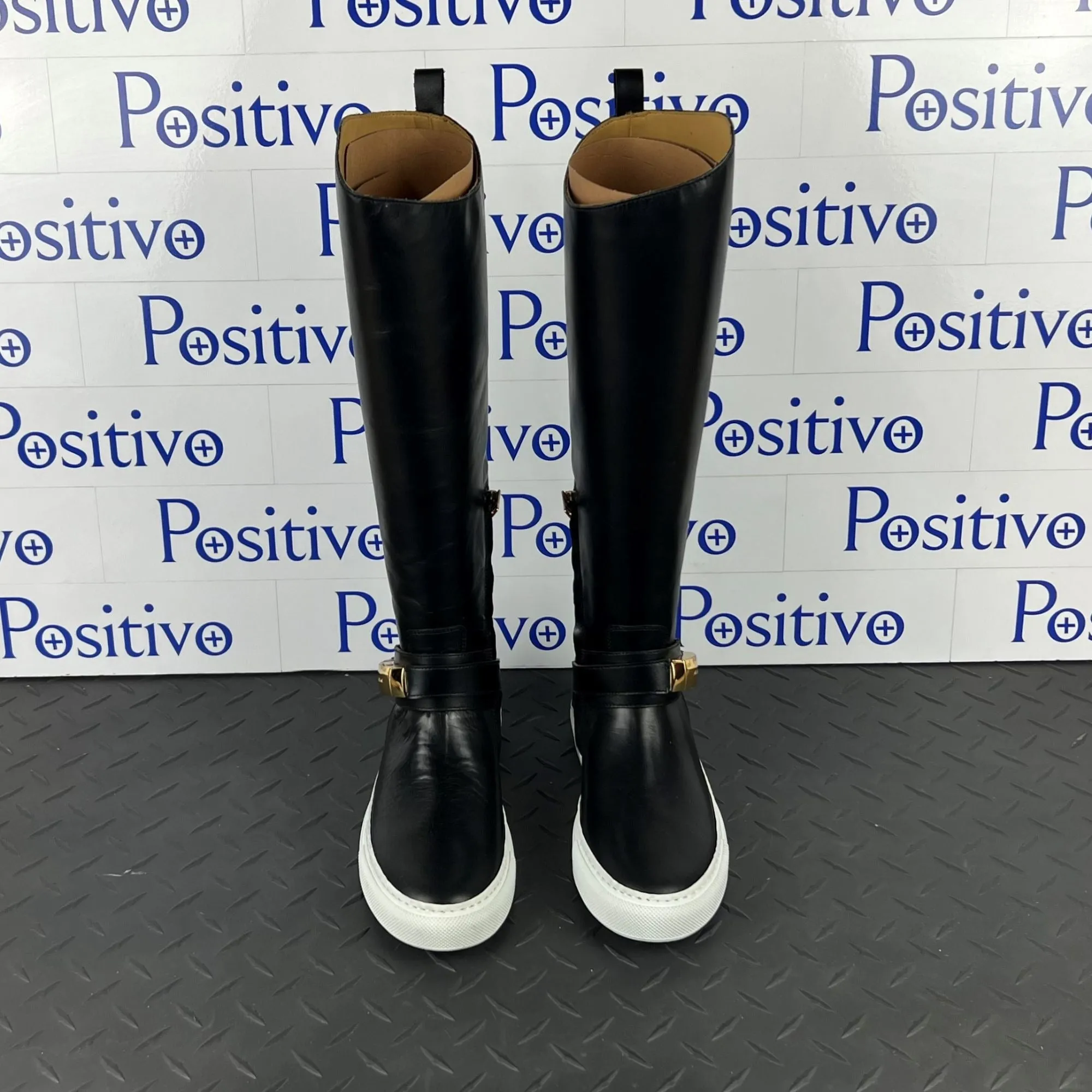 Buscemi Womens Wriding Boots Stivale Black Leather Boots SAMPLE