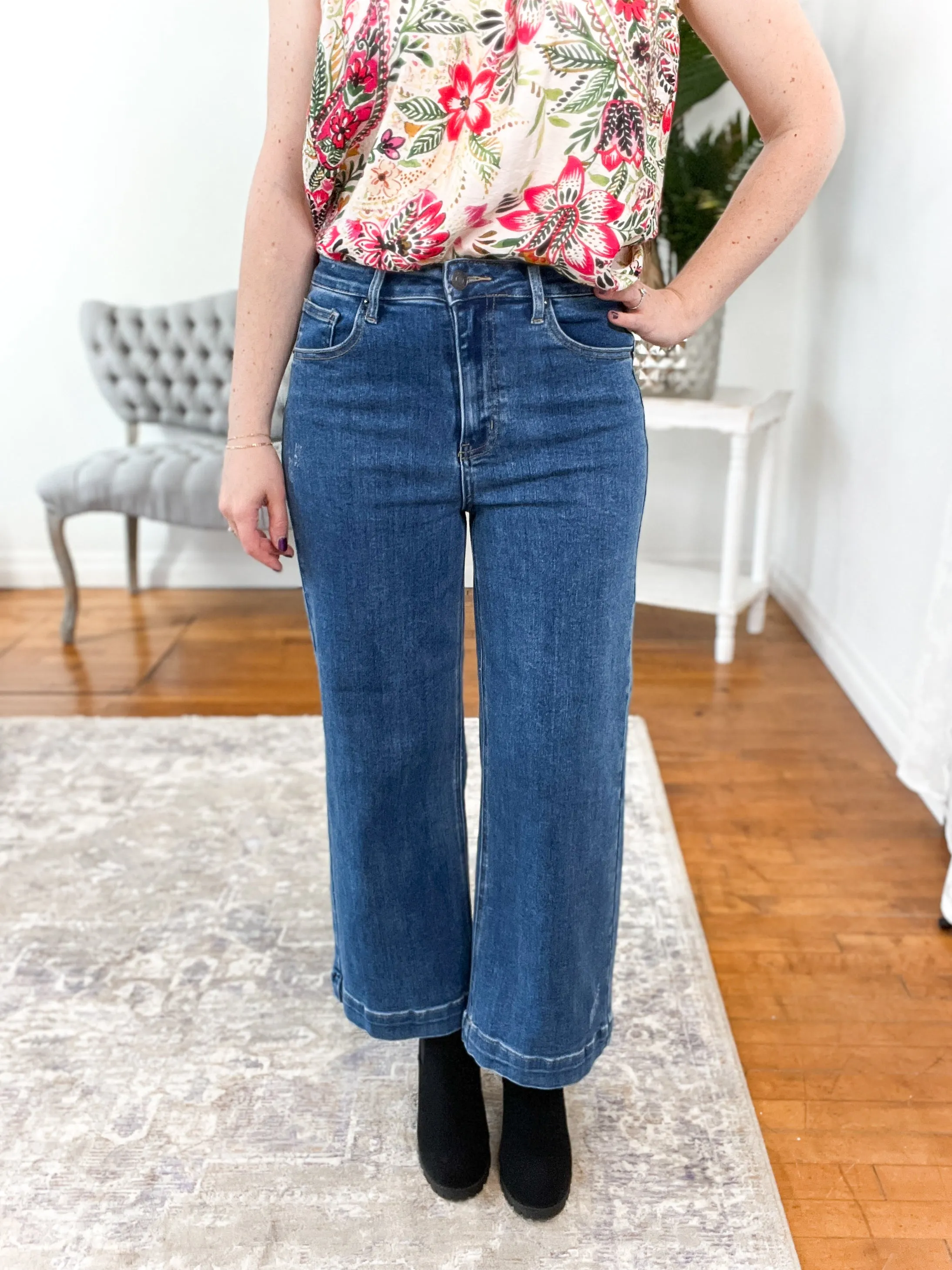 Carter High Rise Wide Leg Ankle Risen Jeans