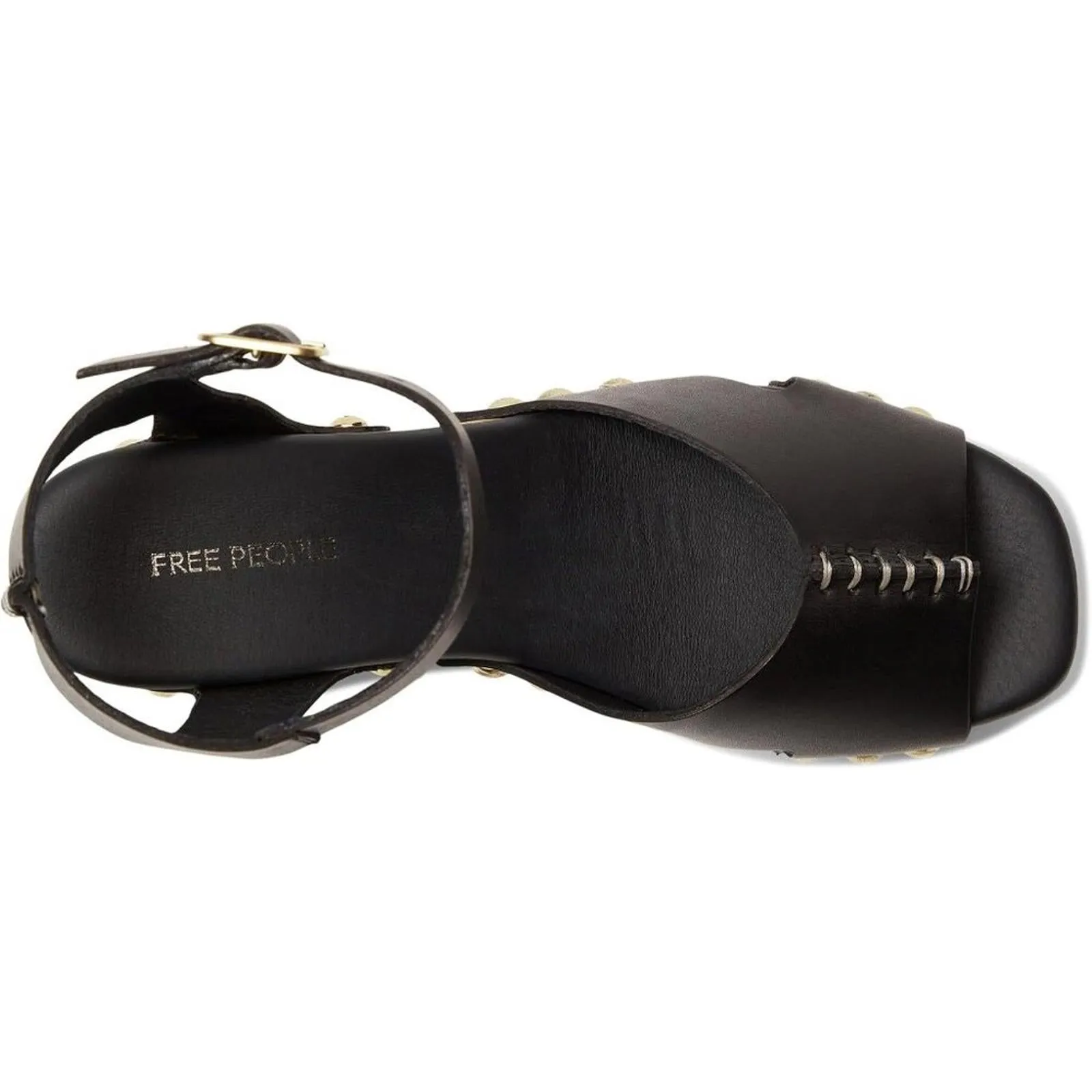 Cecily Black Leather Studded Clog Sandals