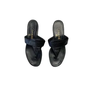 Chanel Black Leather Sandals