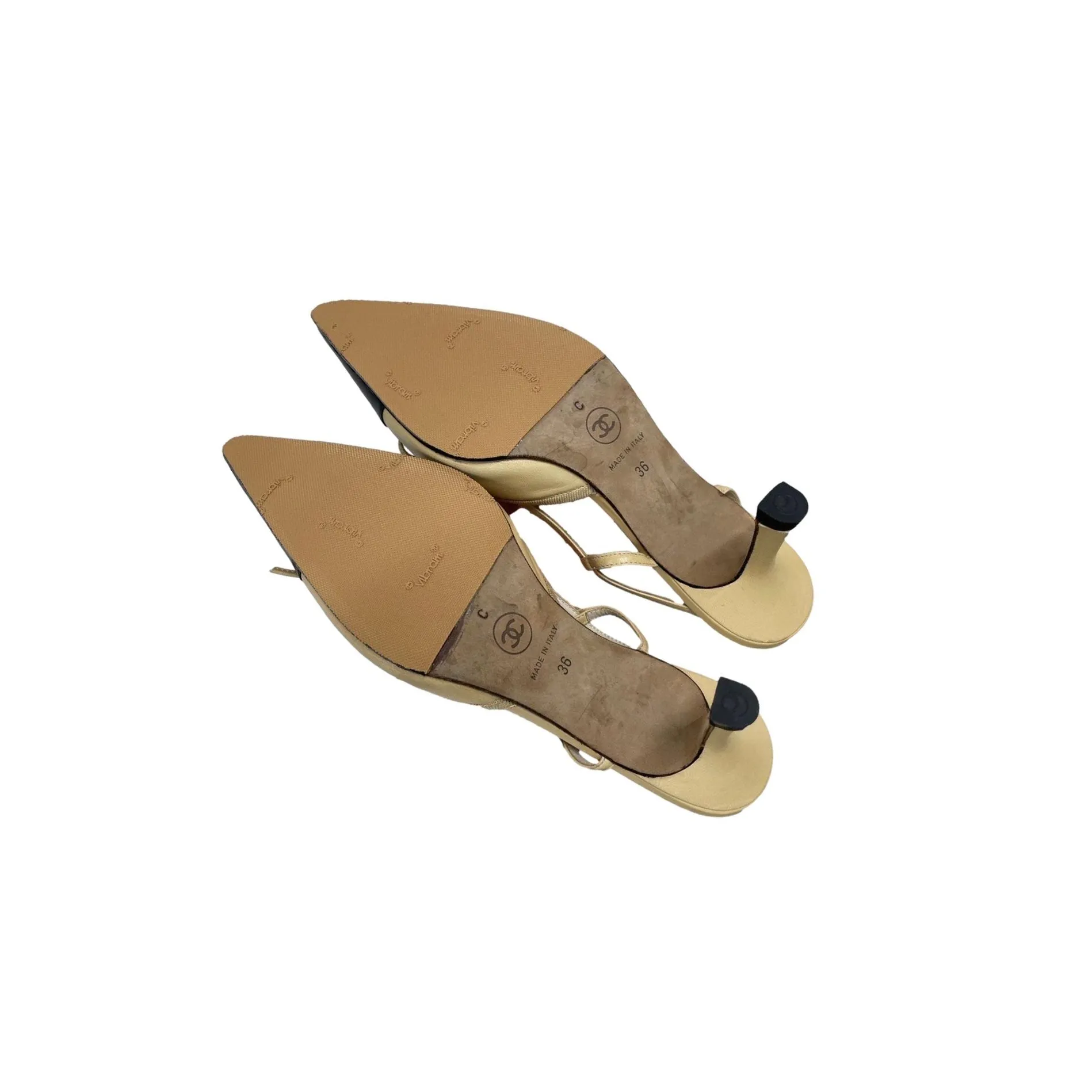 Chanel Two Tone Logo Slingback Heels