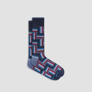 Check-Stripe Mid-Calf Socks