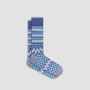 Checkerboard and Stripe Mid-Calf Socks