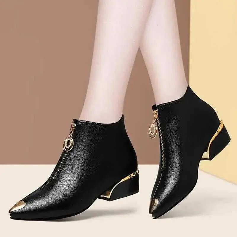 Chunky Heel Ankle Boots for Women with Thick Heel