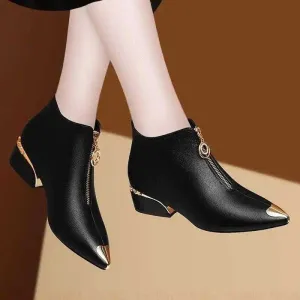 Chunky Heel Ankle Boots for Women with Thick Heel