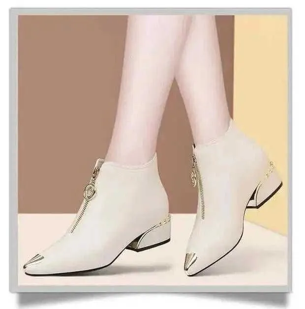 Chunky Heel Ankle Boots for Women with Thick Heel