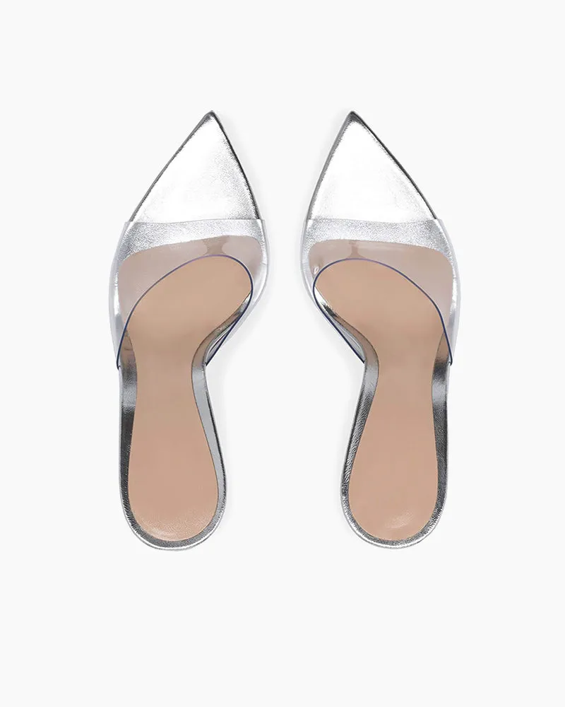 (Clean Up) Transparent PVC Pointed Toe Sandals