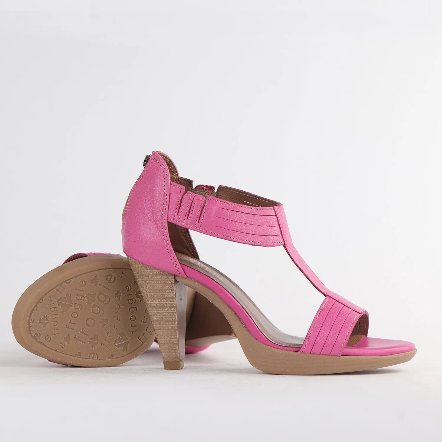 Close Back T-Bar High Heel Sandal in Hot Pink - 10729