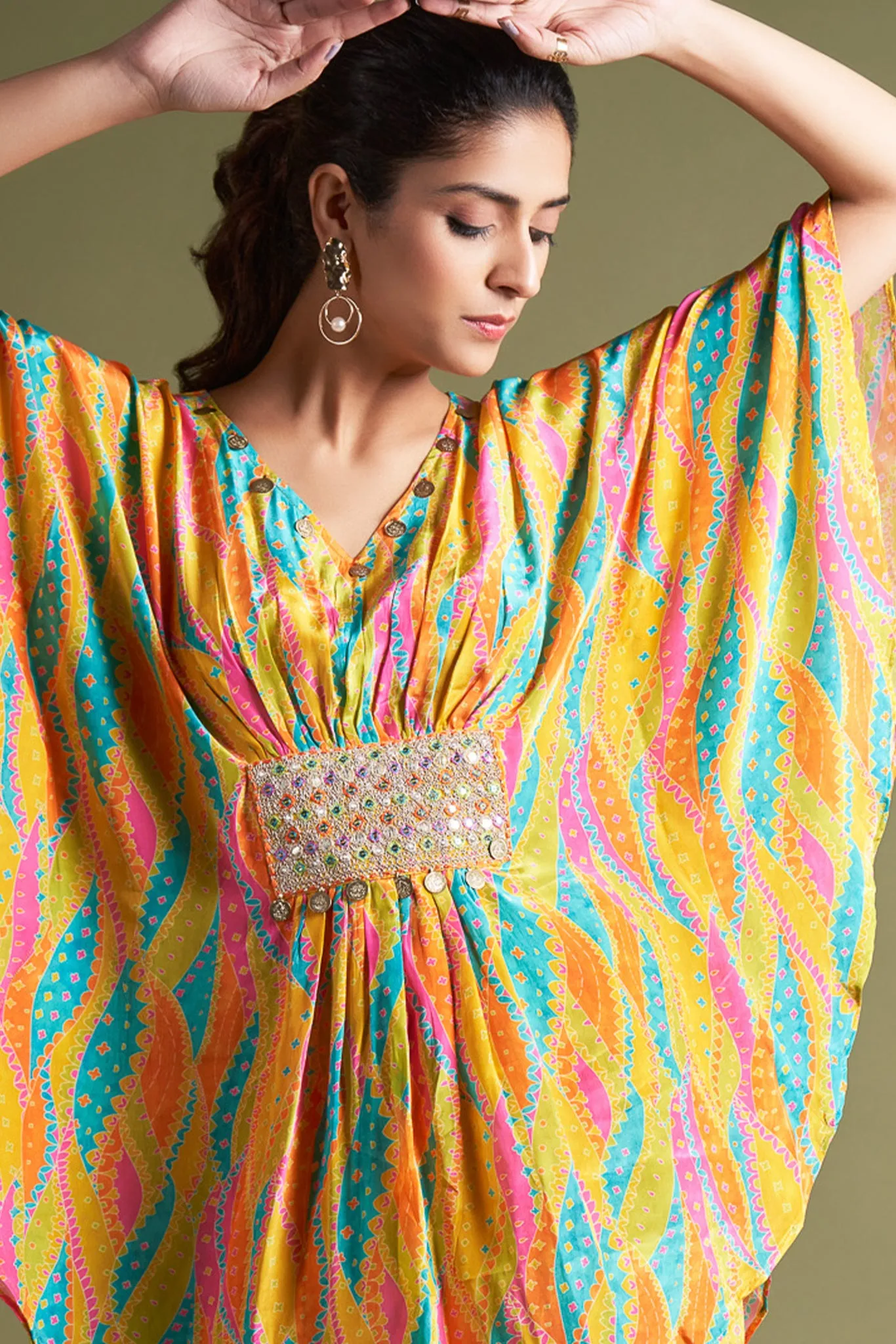 Co-Ord Set with Embroidered Poncho Top