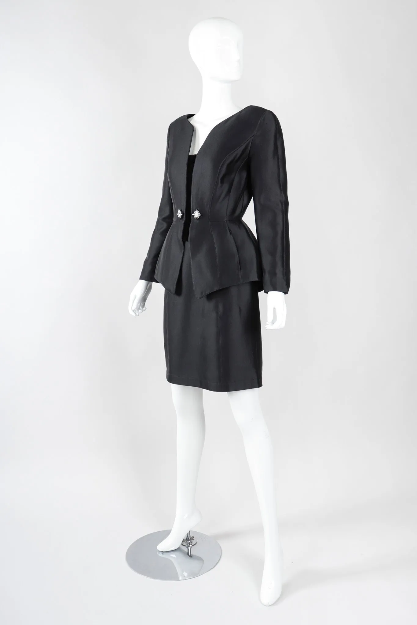 Contoured Peplum Jacket & Skirt Set