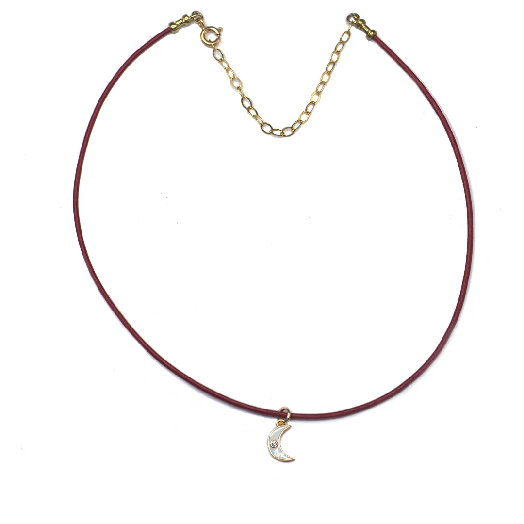 Crescent Half Moon Pendant on Roxanne Choker