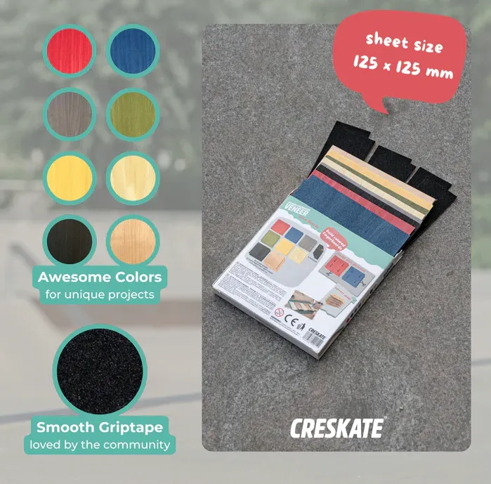 CRESKATE: COLOURED FINGERBOARD VENEER - 6 PACK