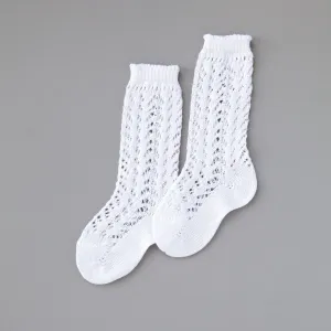 Crochet Folklore Knee Socks, White