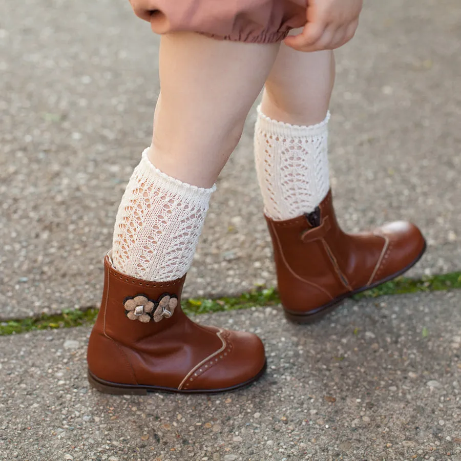 Crochet Folklore Knee Socks, White