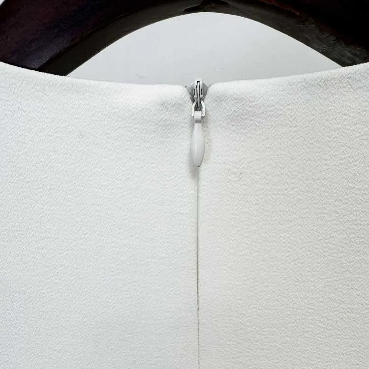Crystal Embellished Long Sleeves White Tunic Dress