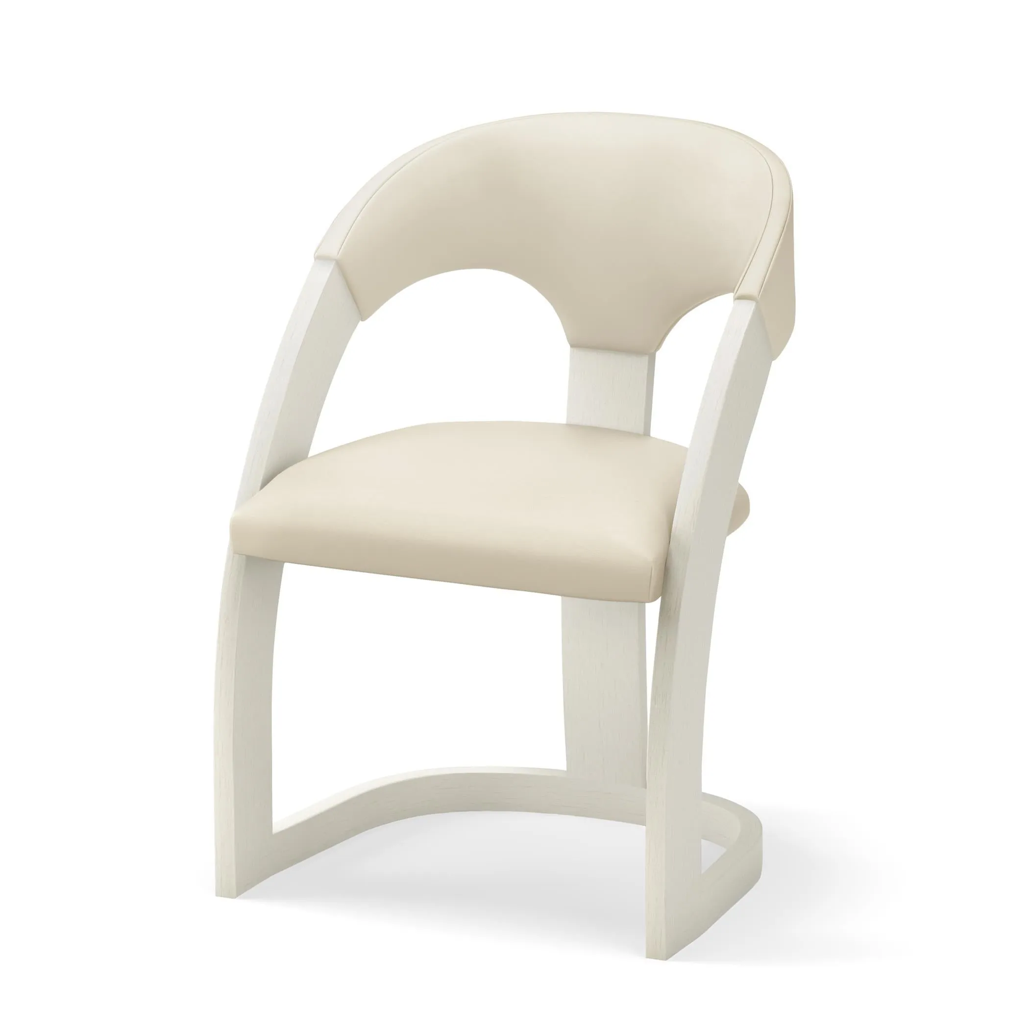 Delia Counter Stool - Antique White - Milk Leather