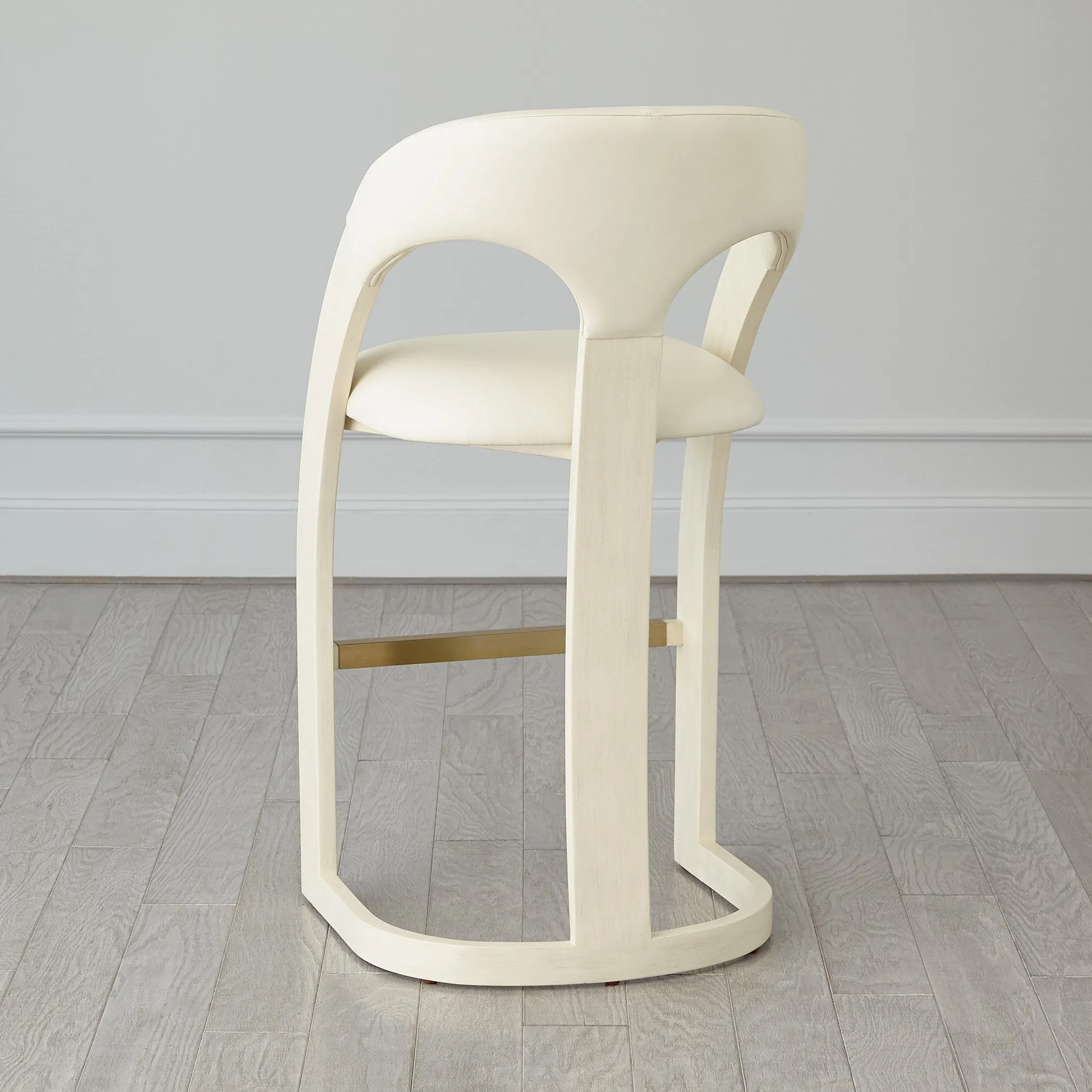 Delia Counter Stool - Antique White - Milk Leather