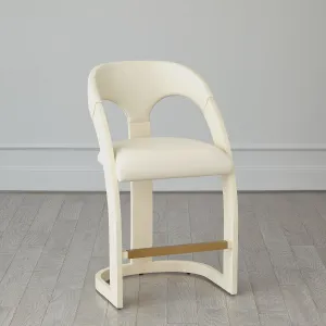 Delia Counter Stool - Antique White - Milk Leather
