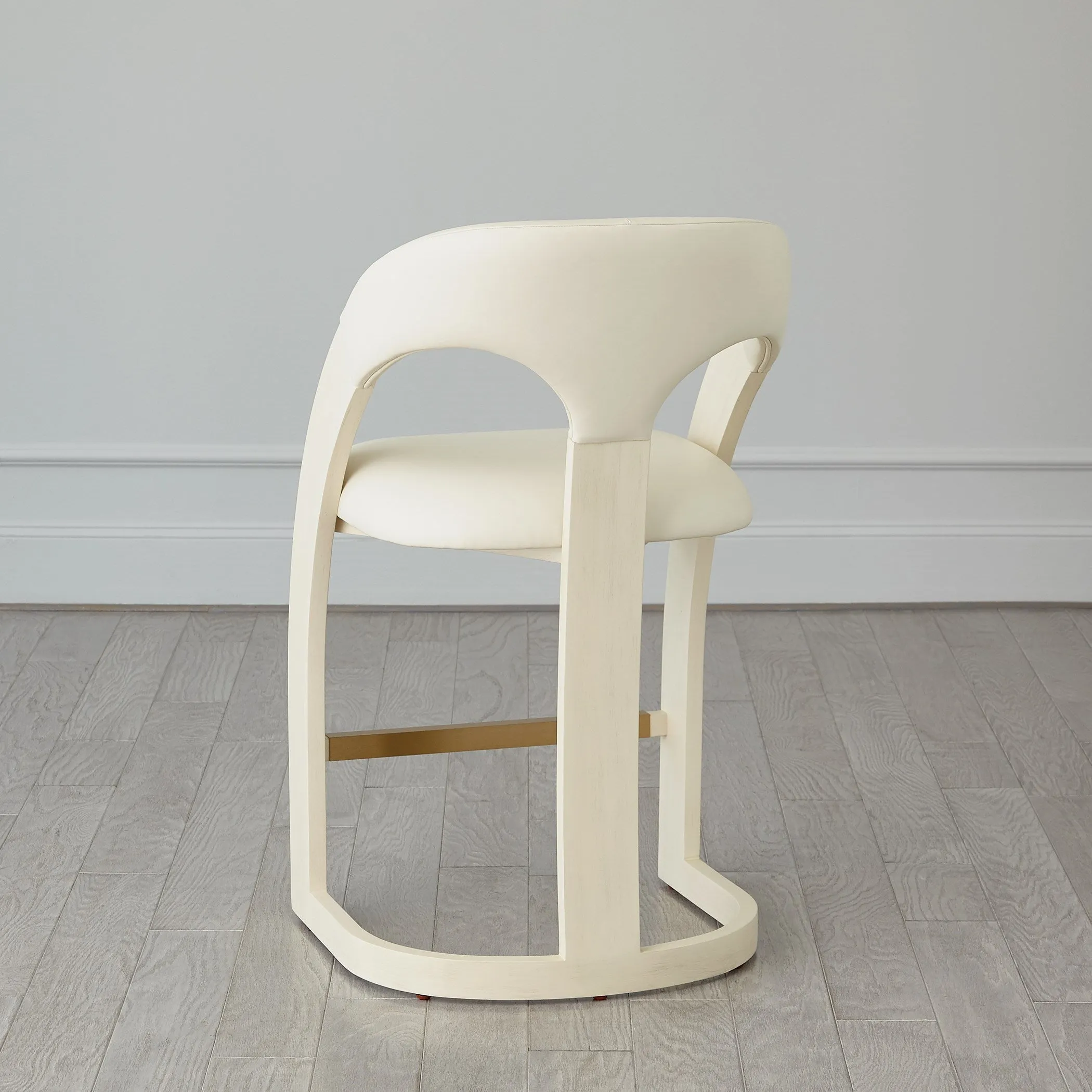 Delia Counter Stool - Antique White - Milk Leather