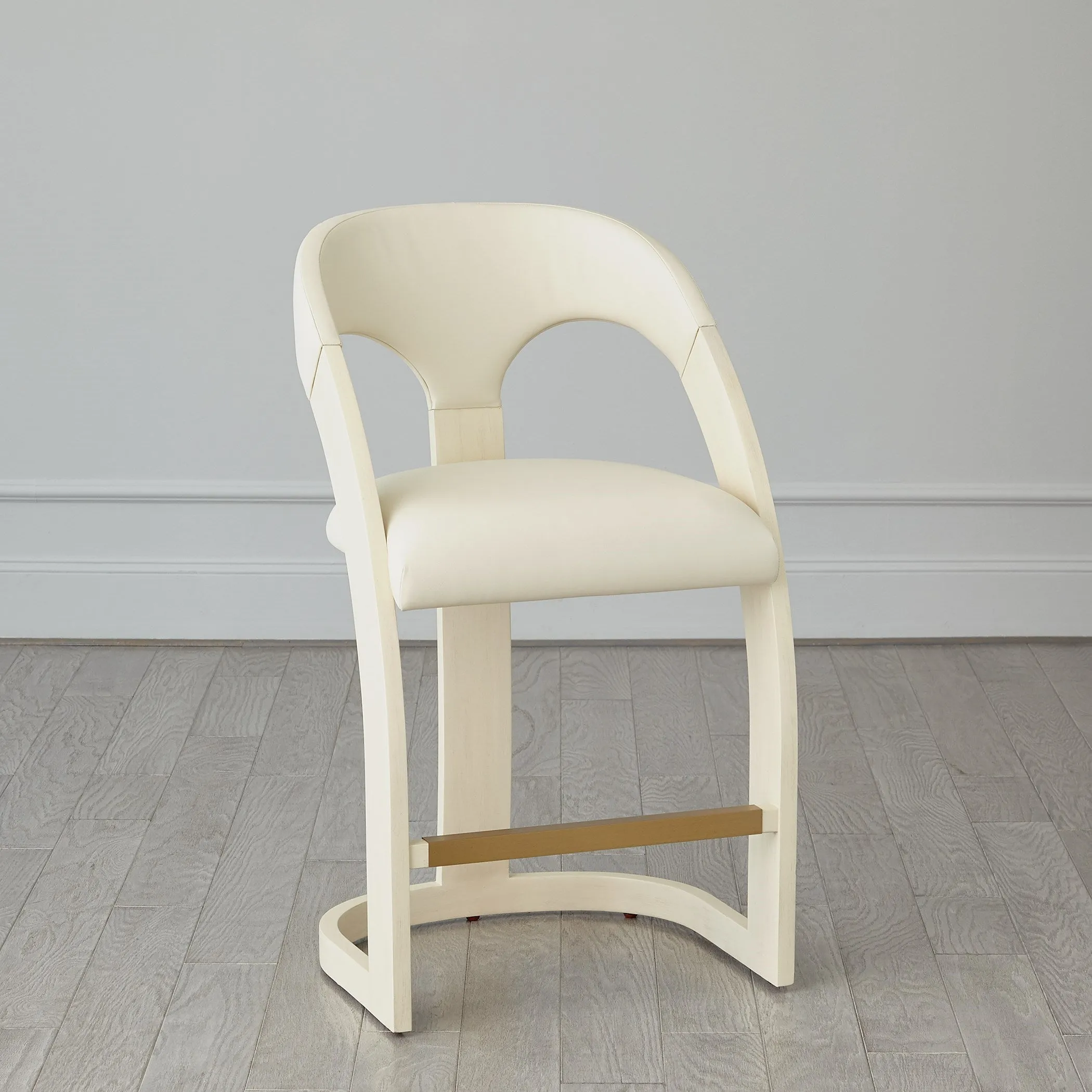Delia Counter Stool - Antique White - Milk Leather
