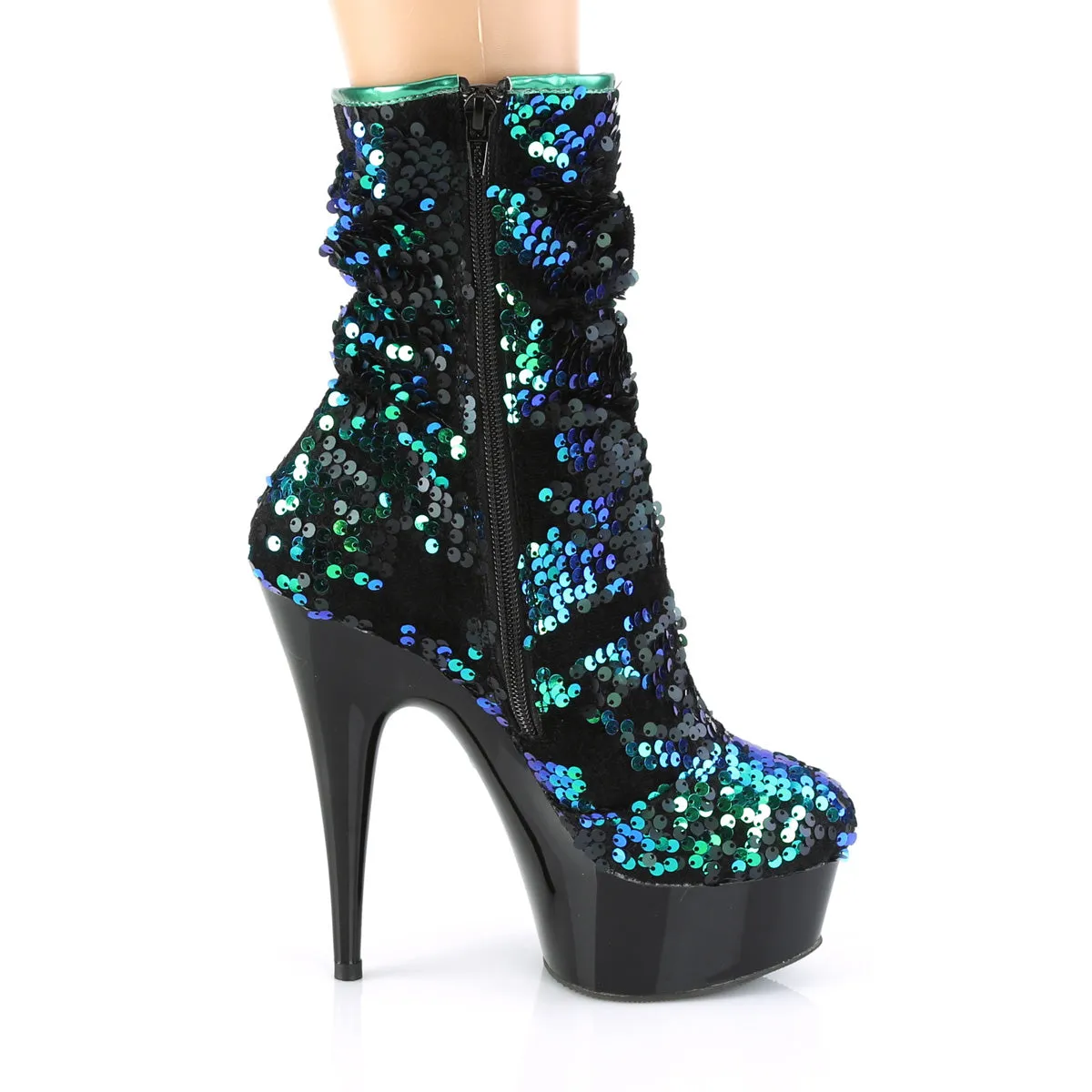 DELIGHT-1004  Green Iridescent Sequins/Black