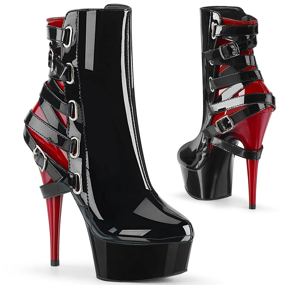 DELIGHT-1012  Black-Red Patent/Black-Red