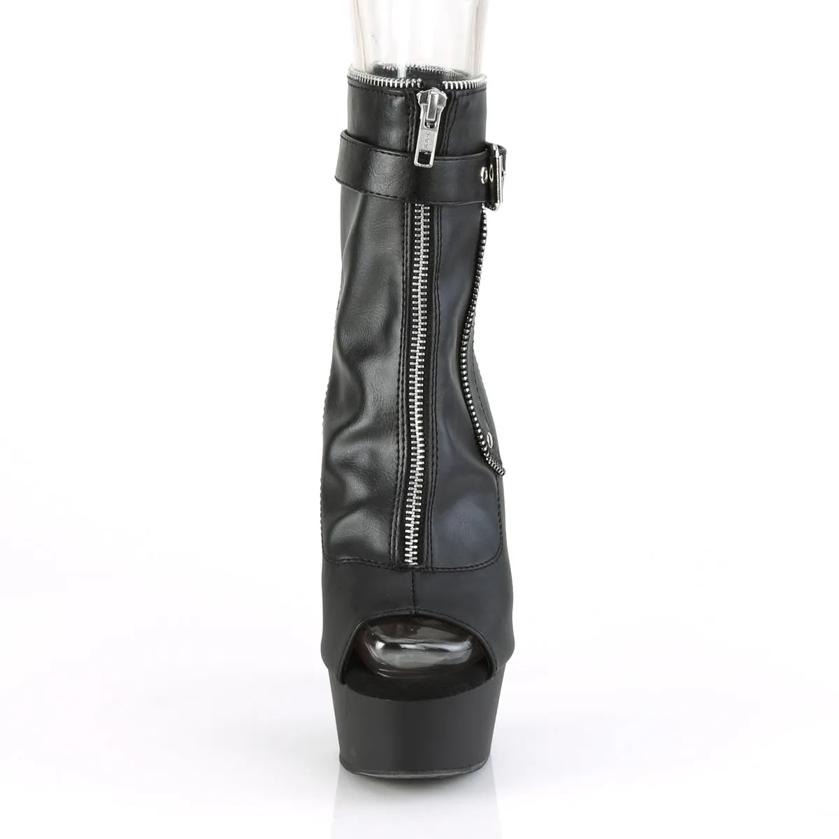 DELIGHT-1035  Black Faux Leather/Black Matte