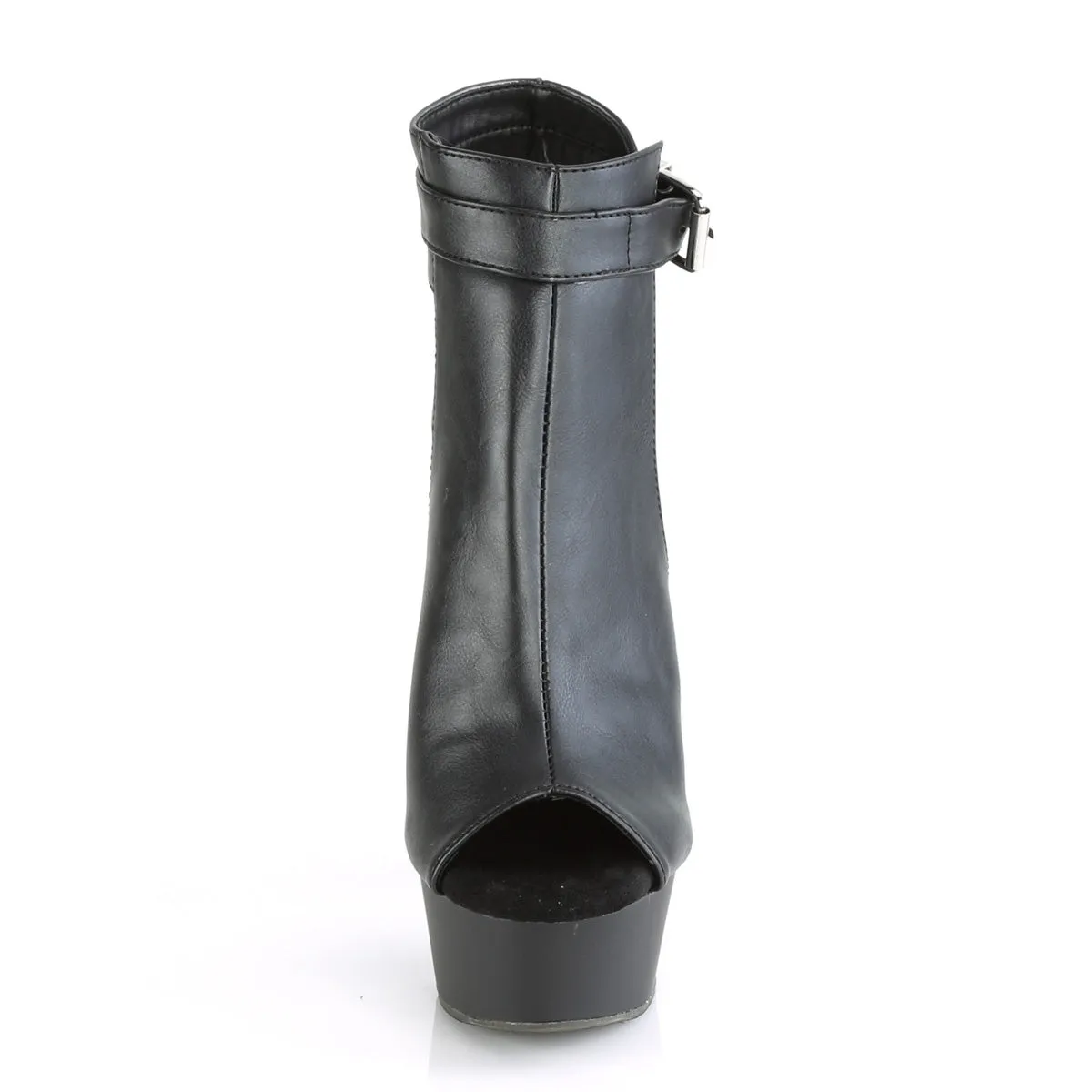 DELIGHT-600-10  Black Faux Leather/Black Matte