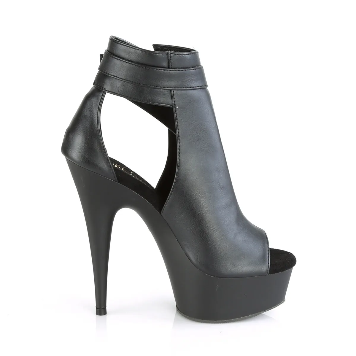 DELIGHT-600-10  Black Faux Leather/Black Matte
