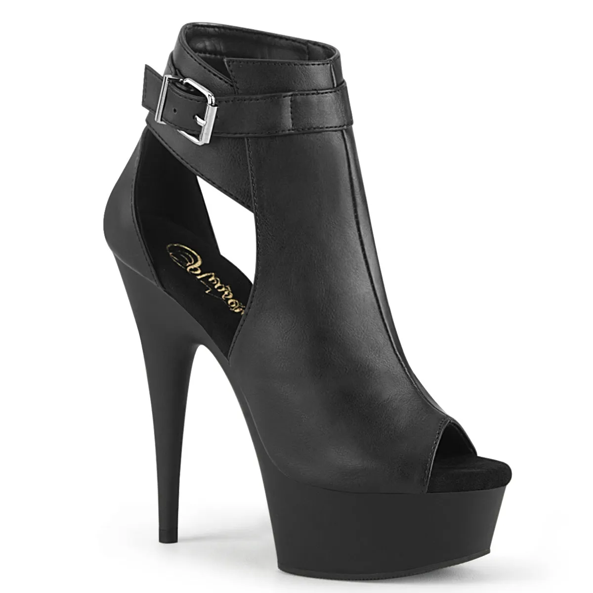 DELIGHT-600-10  Black Faux Leather/Black Matte