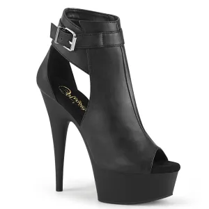DELIGHT-600-10  Black Faux Leather/Black Matte