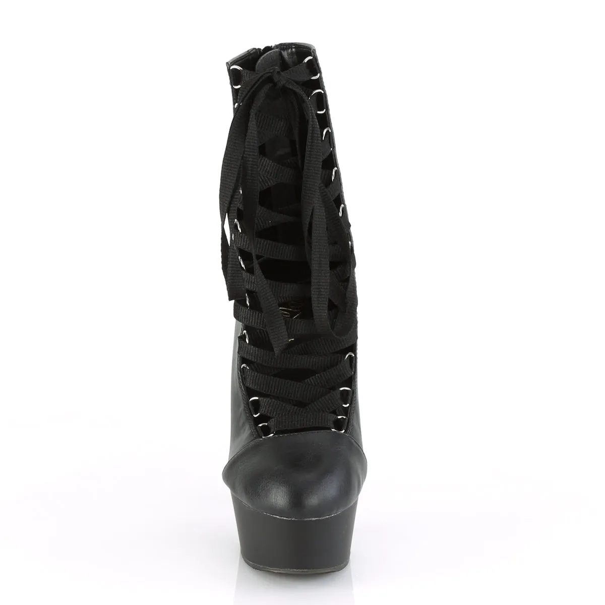 DELIGHT-600-29  Black Faux Leather/Black Matte