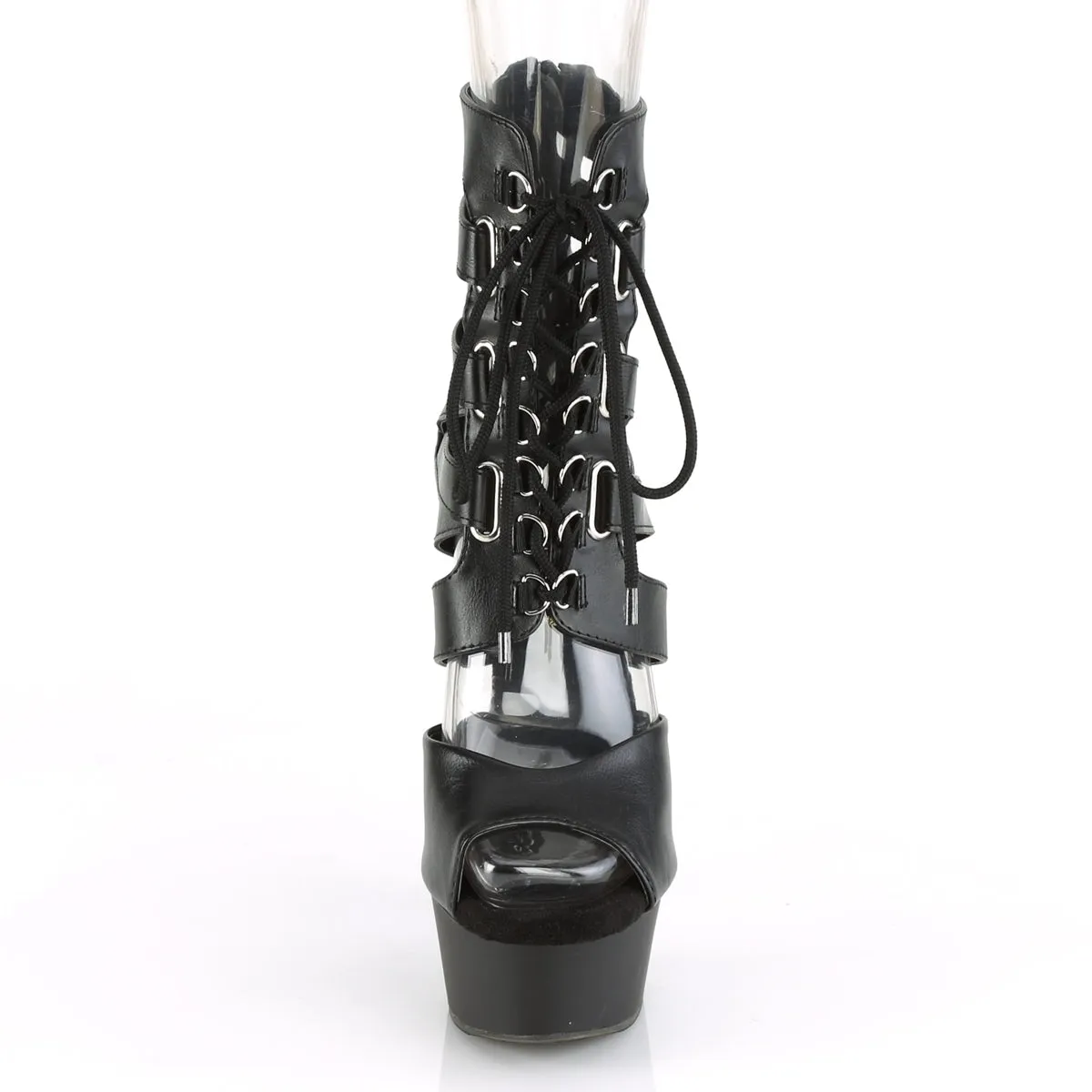 DELIGHT-600-31  Black Faux Leather/Black Matte