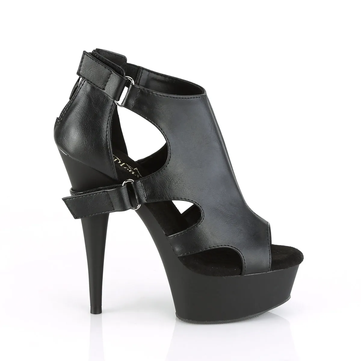 DELIGHT-647  Black Faux Leather/Black Matte