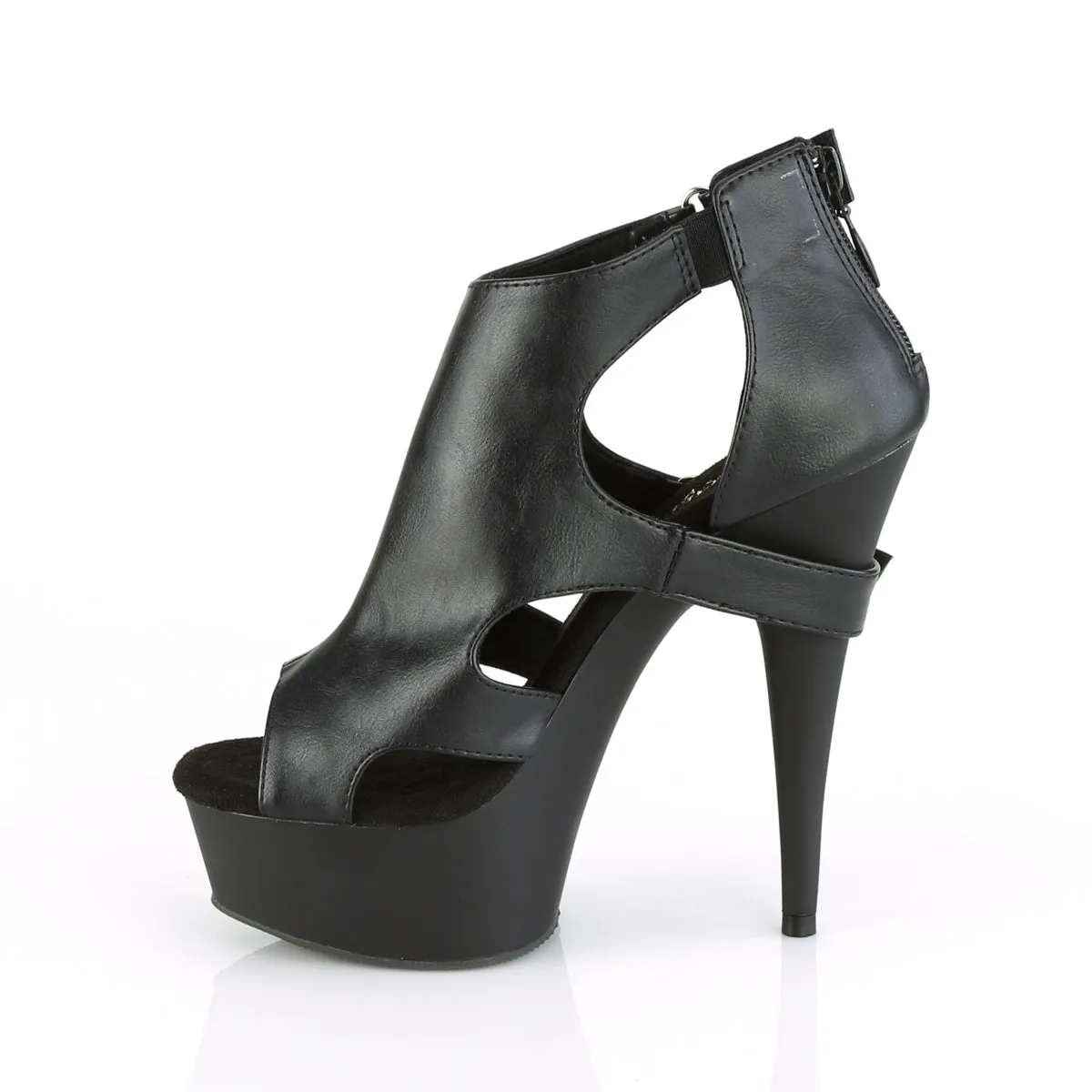 DELIGHT-647  Black Faux Leather/Black Matte