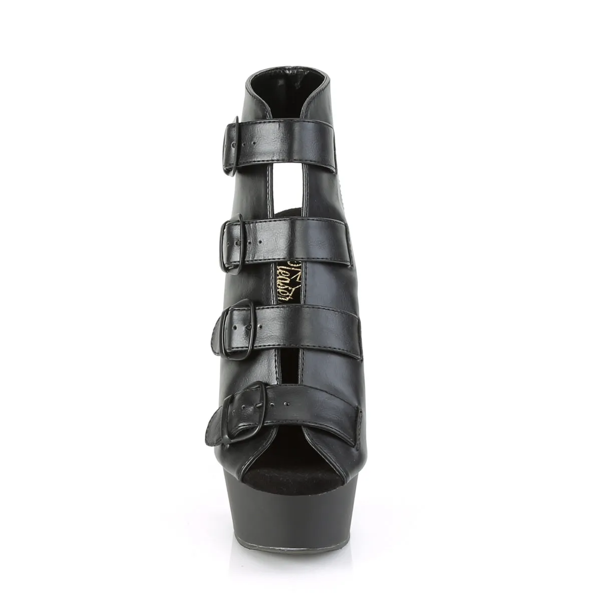 DELIGHT-683  Black Faux Leather/Black Matte