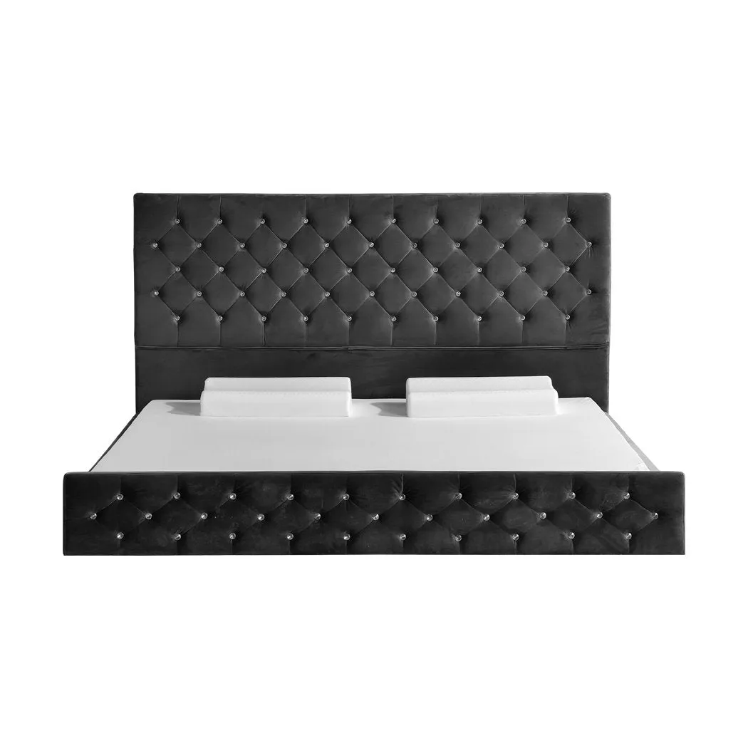 Deluxe Wooden Bed Frame Base Mattress Platform Premium Fabric Queen Size