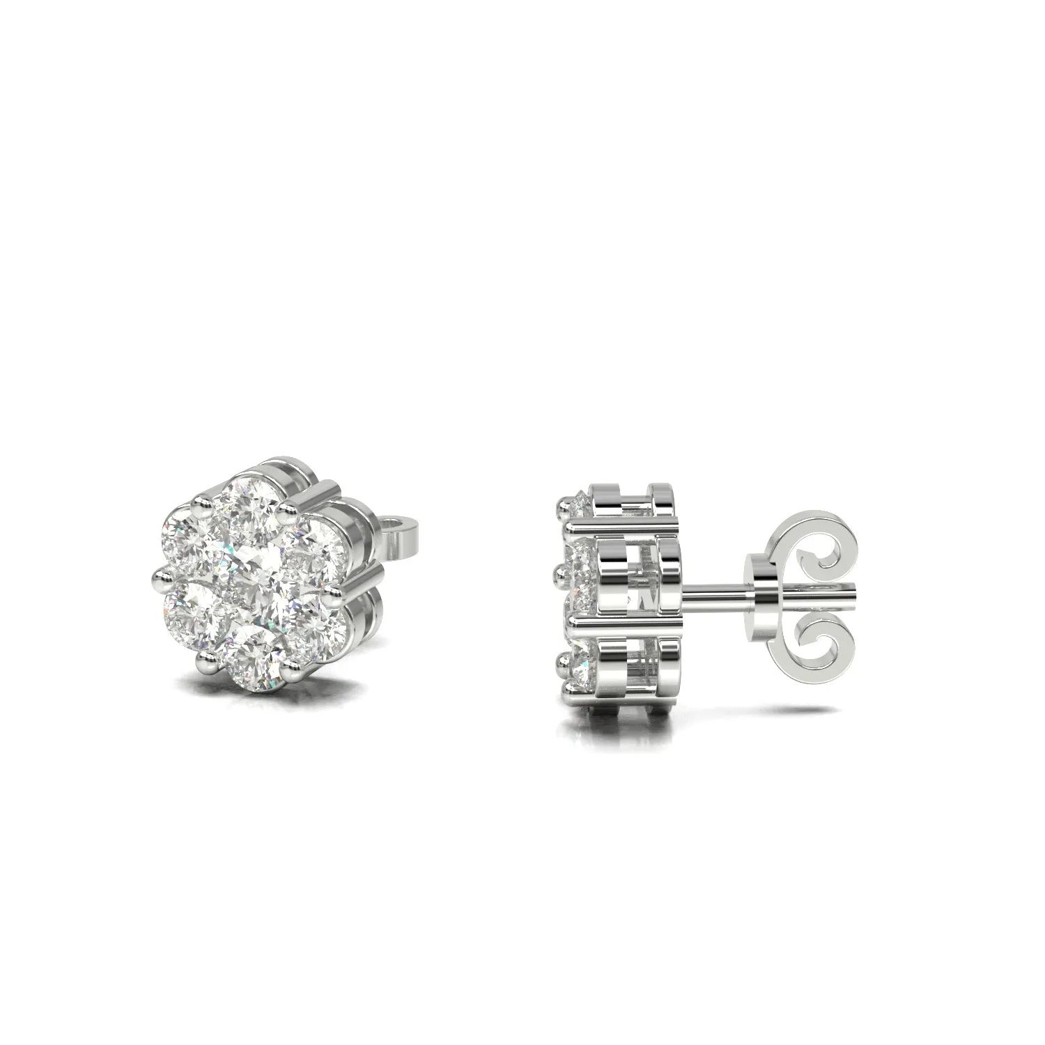 Diamond Flower-Set Earrings