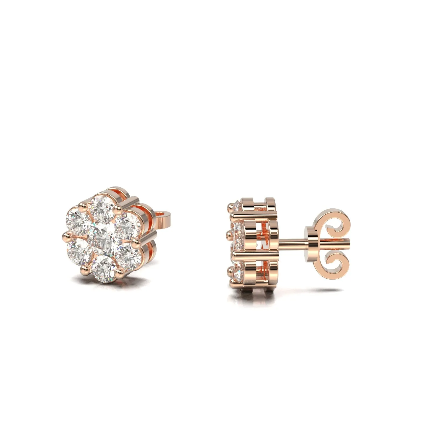 Diamond Flower-Set Earrings