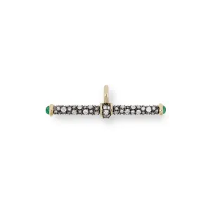Diamond T-Bar Pendant with Emeralds