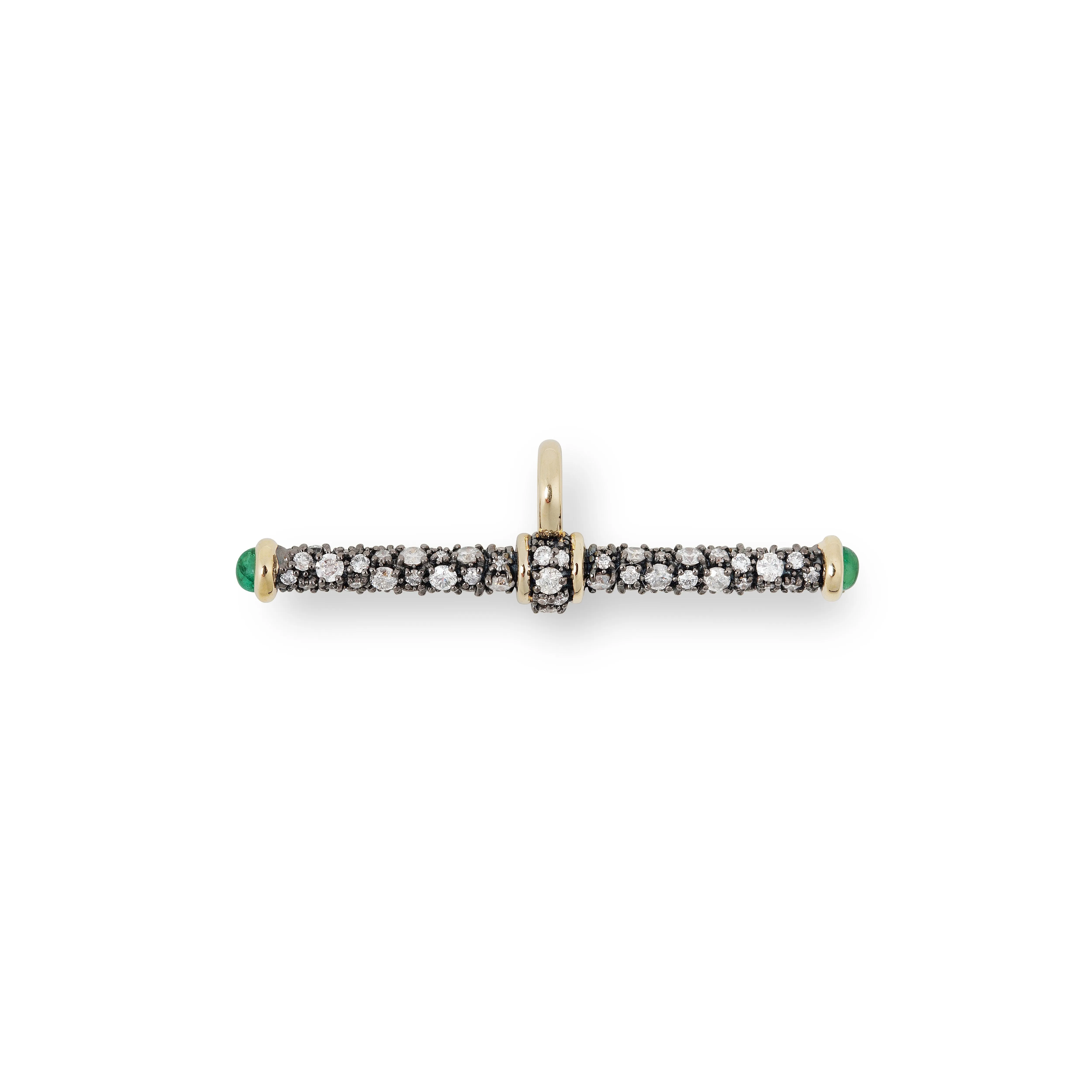 Diamond T-Bar Pendant with Emeralds