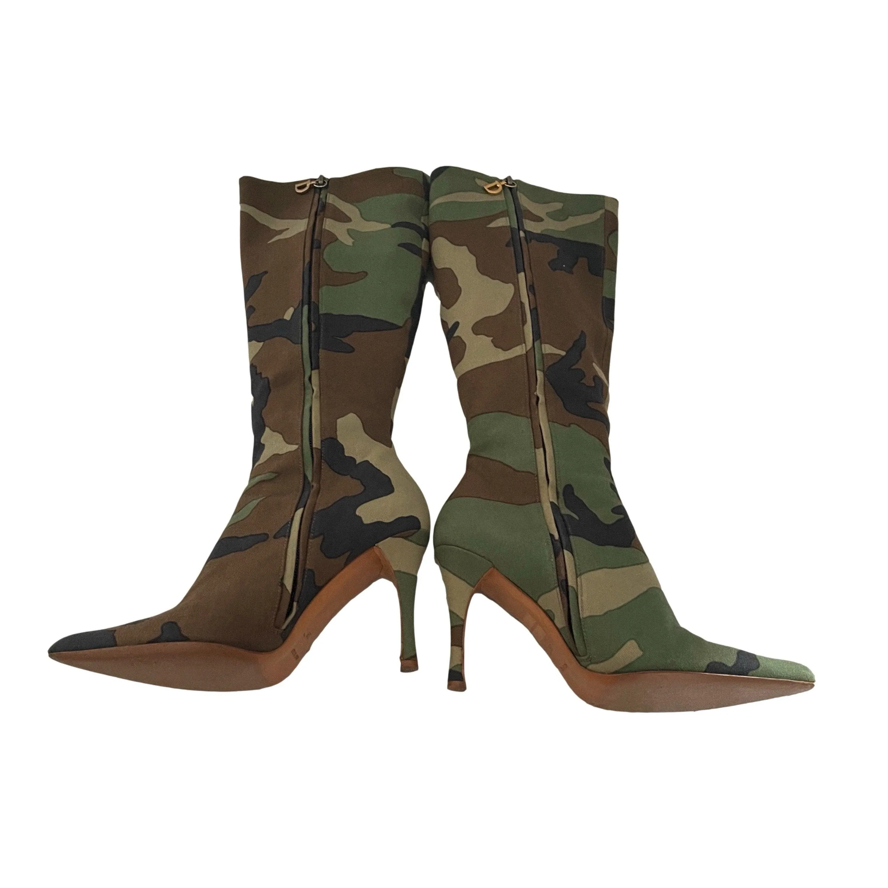 Dior Camouflage Logo Zipper Boots
