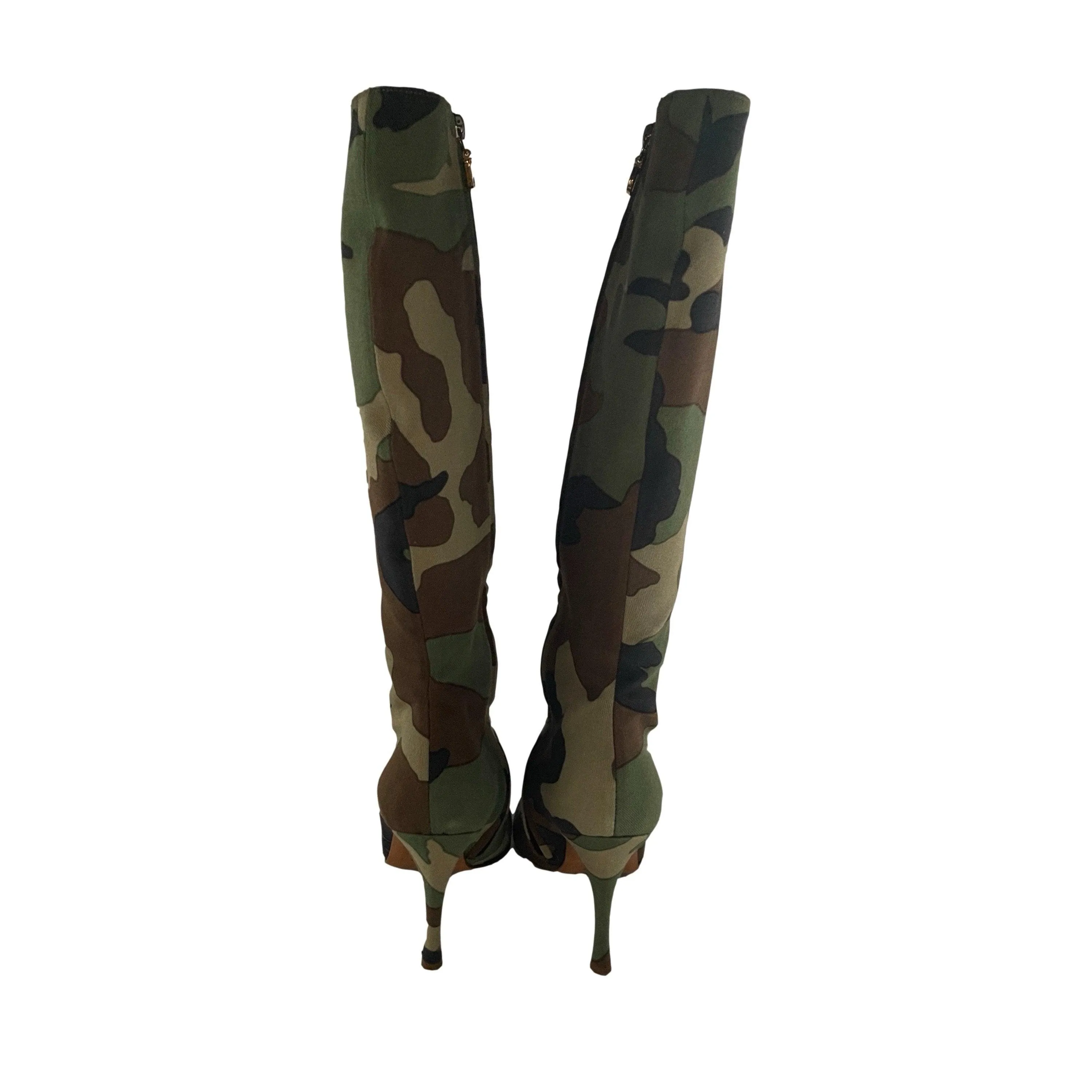Dior Camouflage Logo Zipper Boots