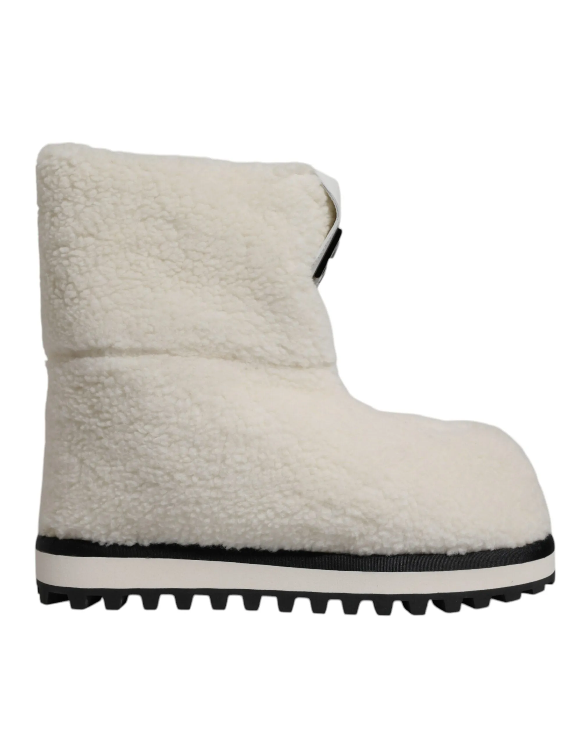 Dolce&Gabbana Men White Snow Boots Plush Fabric Padded Mid Calf Booties Sz EU 44