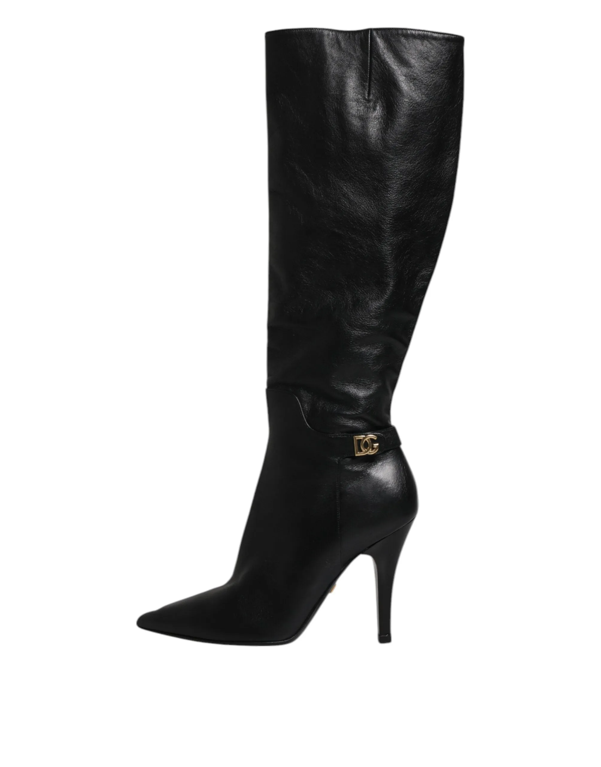 Dolce&Gabbana Women Black Boots 100% Leather Solid Knee High High Booties EUR 41