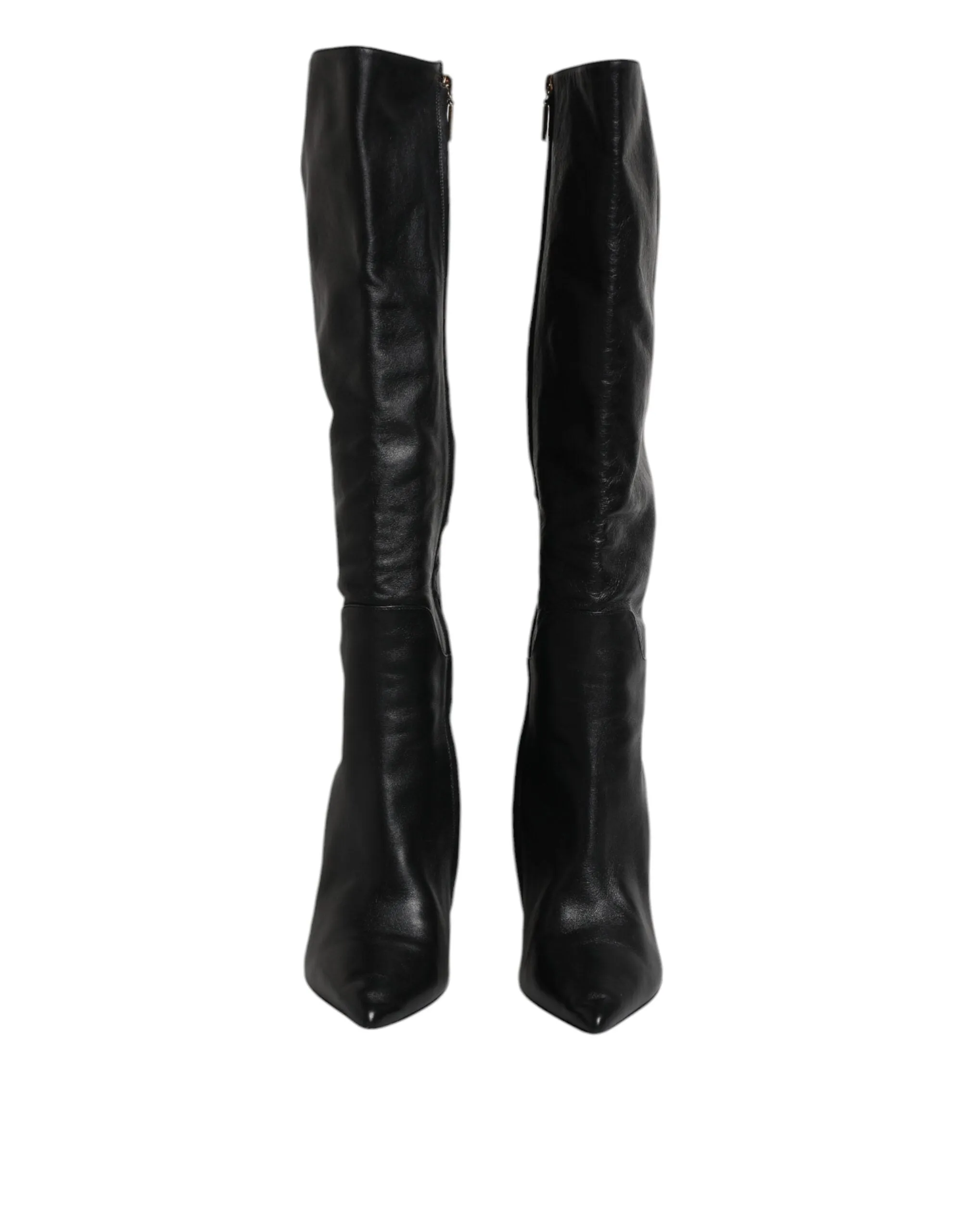 Dolce&Gabbana Women Black Boots 100% Leather Solid Knee High High Booties EUR 41
