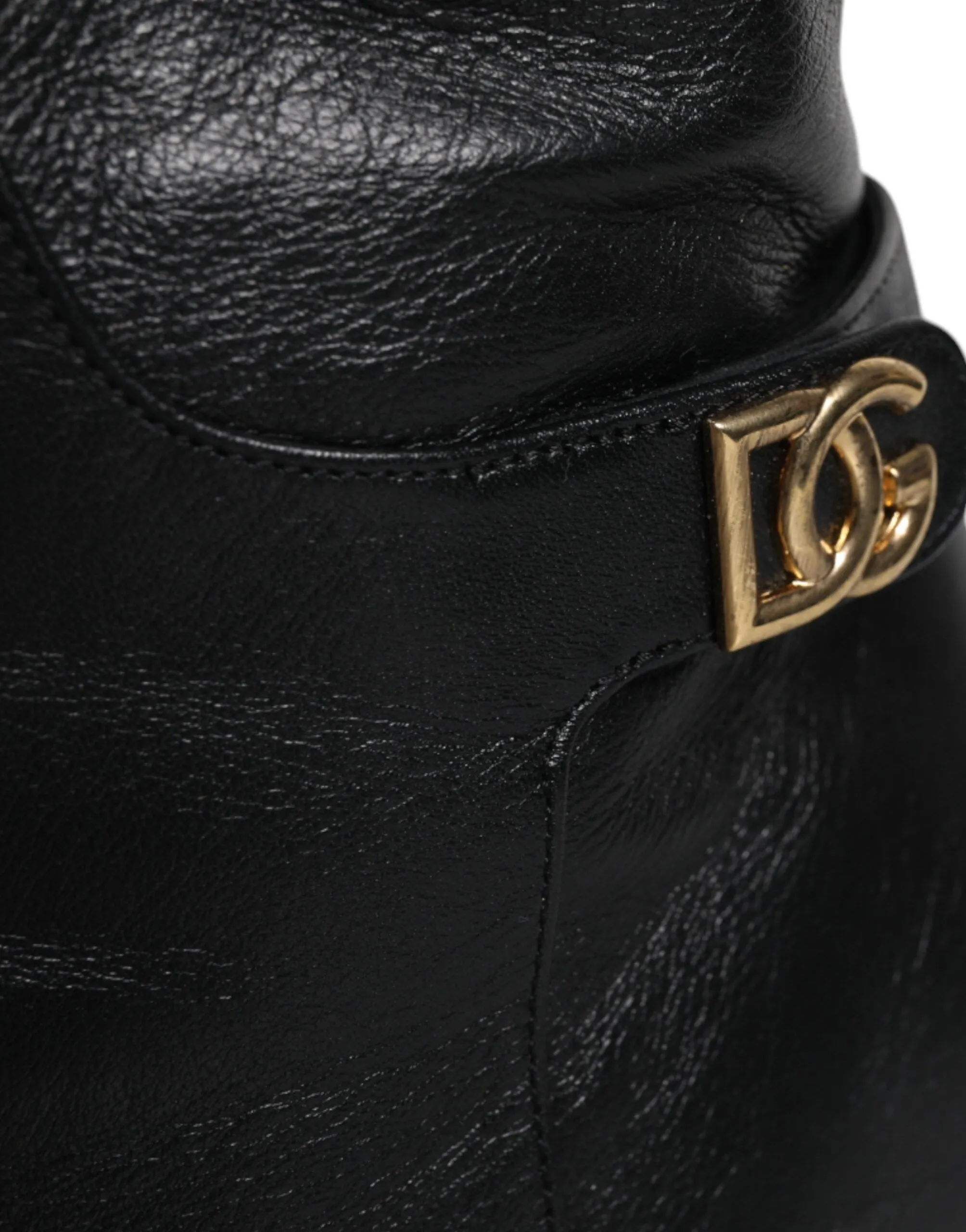 Dolce&Gabbana Women Black Boots 100% Leather Solid Knee High High Booties EUR 41